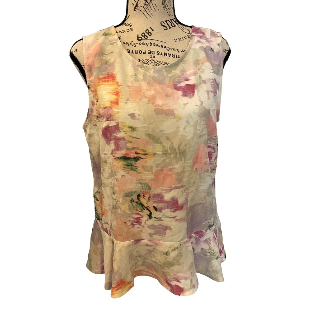 H & M peplum top cream floral NWT